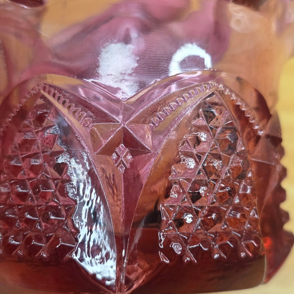 Fenton Dusty Rose Pink Button and Arches Glass Basket Twisted Handle Vintage MCM - Picture 8 of 11